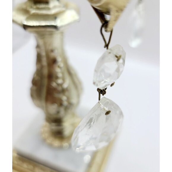 Vtg Dilly Candelabra 5 Arm Gold 12" Candle Stick Holder Marble Base W/ Crystals - Picture 9 of 15